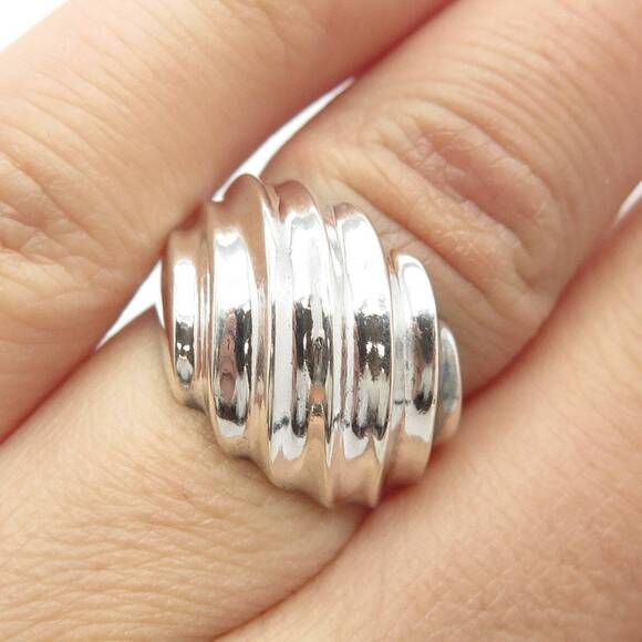Other - 925 Sterling Silver Vintage Ribbed Ring Size 5.5